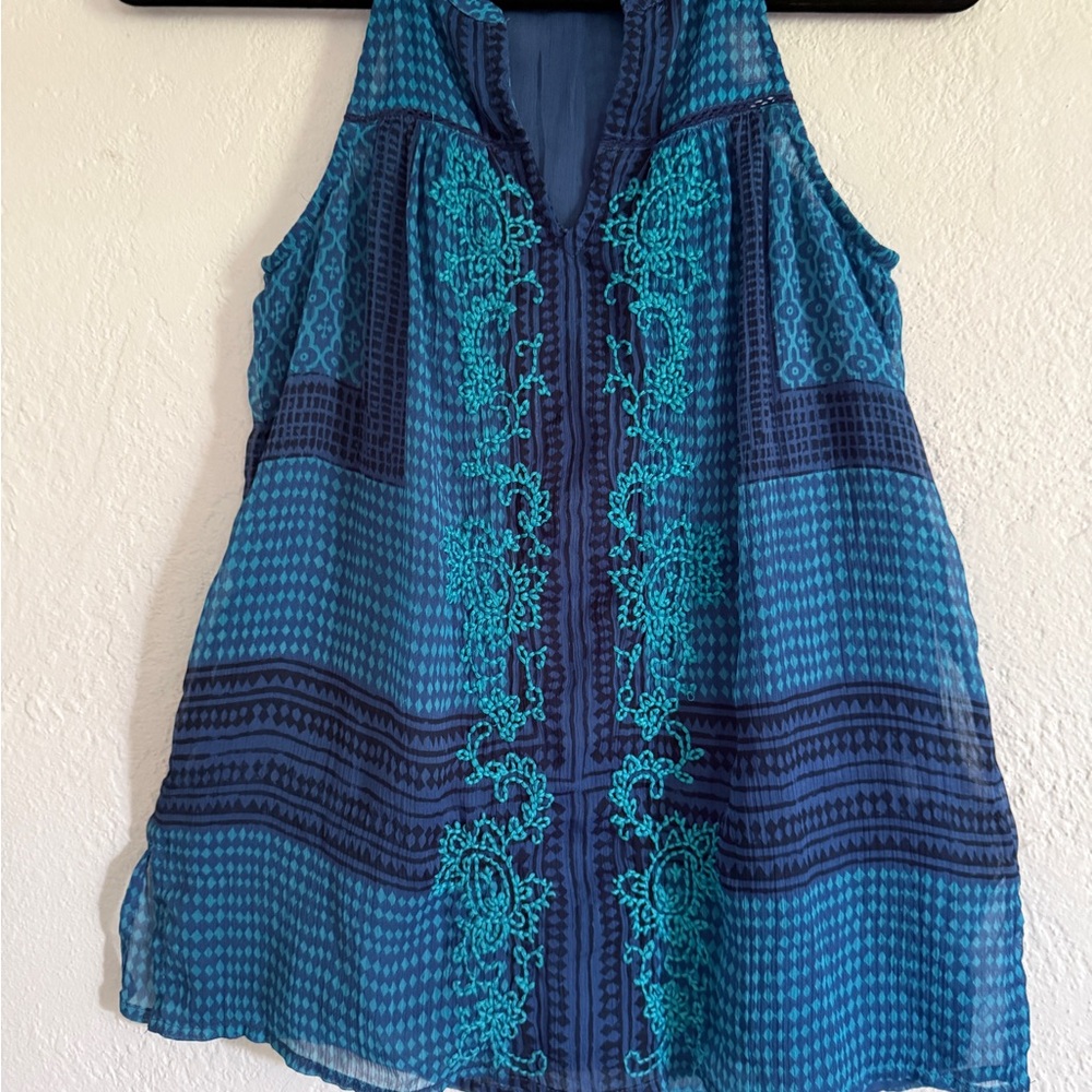 Lucky Brand Teal and Navy Tank Top